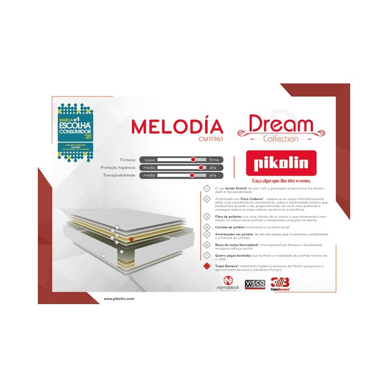 Colchão Melodia 2.0 PIKOLIN CM1260 (mola Normablock e Visco Carbono) - Image 4