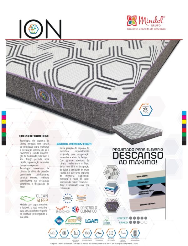 Colchão Ion MINDOL (espuma Energex + Aircool/Visco)