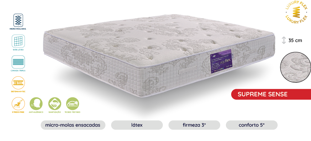 Colchão Supreme Sense ERGOX (micro-molas Ensacadas e Latex) - Image 2