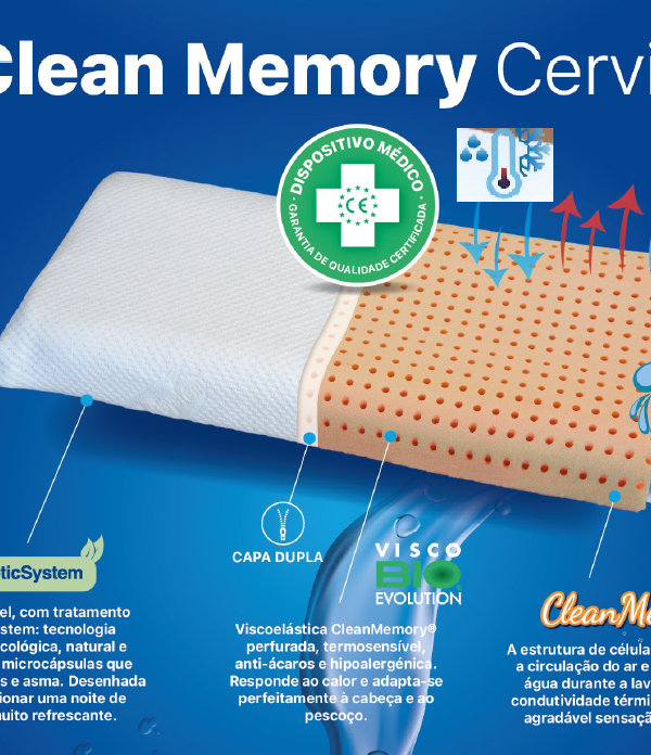 Almofada Clean Memory Cervical PLUS SALUTE (aprov. Infarmed, ded. no IRS)