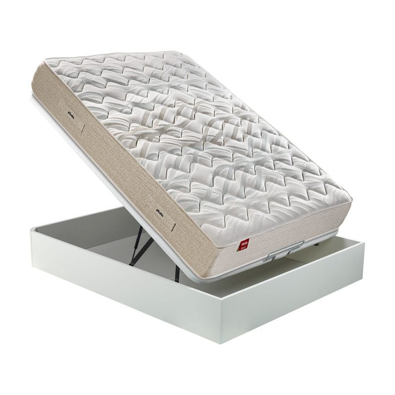 Pack Lusitana Madeira PIKOLIN: colchão Elan + base madeira abatível cor branco