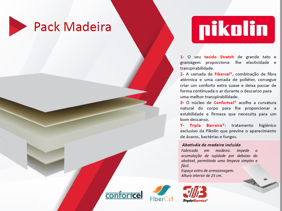 Pack Lusitana Madeira PIKOLIN: colchão Elan + base madeira abatível cor branco - Image 4