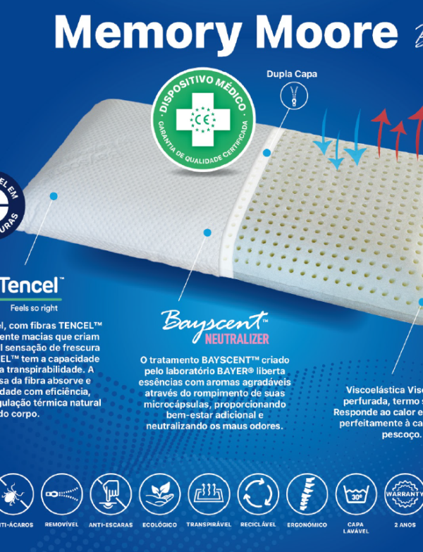Almofada Memory Moore 9 PLUS SALUTE (aprov. Infarmed, ded. no IRS)