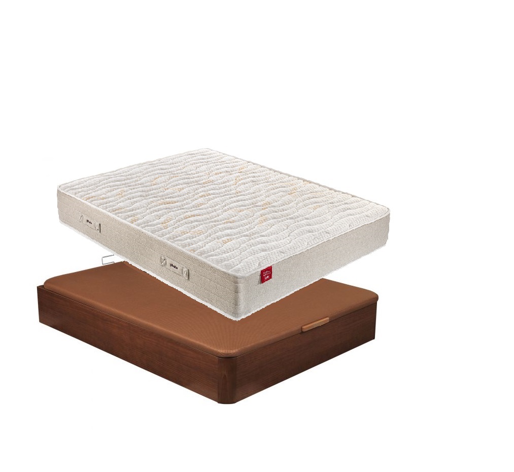 Pack LUX da Pikolin: Colchão Molas Ensacadas + Base abatível cor Cerejeira