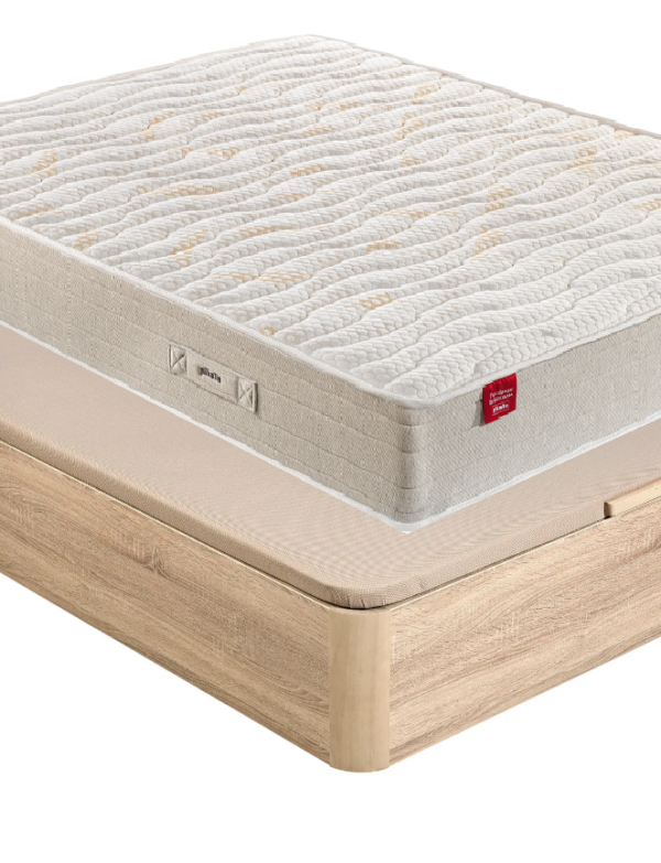 Pack LUX da PIKOLIN: Colchão de Molas Ensacadas + Base abatível cor Natural