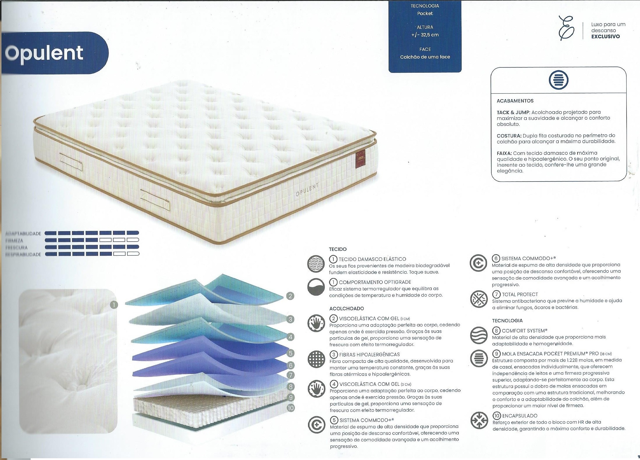 Colchão OPULENT exclusivo MOLAFLEX (Molas Ensacadas Pró + Viscogel) - Image 3
